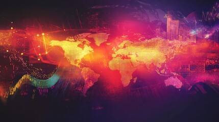 Leinwandbilder - Dynamic visualization of global Forex market trends highlighting fluctuations and data points across various countries