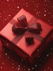 Wall Mural - Red Gift Box with Red Bow