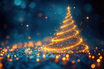 Aufkleber - Festive Christmas Tree Glowing with Lights and Joyful Decorations for a Magical Holiday Celebration