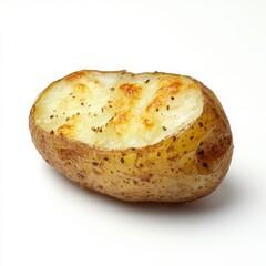 Aufkleber - Crispy roasted potato with a golden exterior and fluffy interior on a plain background