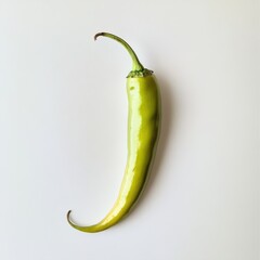 Poster - Fresh green chili pepper isolated on a light background showcasing its vibrant color and unique shape