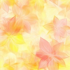 Poster - Radiant watercolor doodle featuring soft pink and yellow floral patterns in a dreamy background