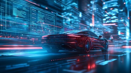 Aufkleber - quantum computing technology generating a futuristic corporate report with advanced charts and diagr