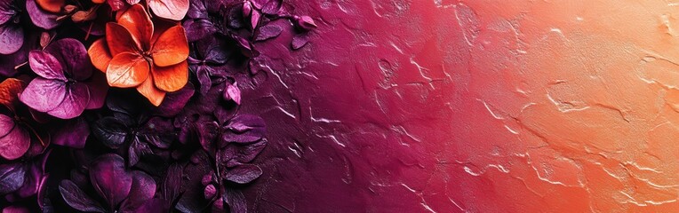 Poster - Vibrant plum gradient with textured surface and floral accents creates an engaging visual experience