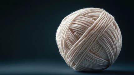 Poster - Soft Intricate Textured Yarn Ball with Warm Tones on a Dark Background