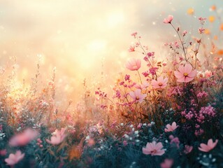 Fototapete - Sparkling Golden Spectrum Background with Light Explosion and Colorful Flare