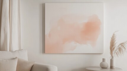 Poster - Soft coral hues create a calming atmosphere in a minimalist living room setting