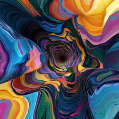 Poster - Dive into a vibrant vortex of swirling colors, where hues blend seamlessly into a mesmerizing tunnel effect, inviting exploration and imagination into a realm of abstract beauty.