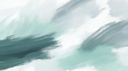 Poster - Smooth pastel mint and gray brushstrokes create a calming abstract design for wall decor inspiration