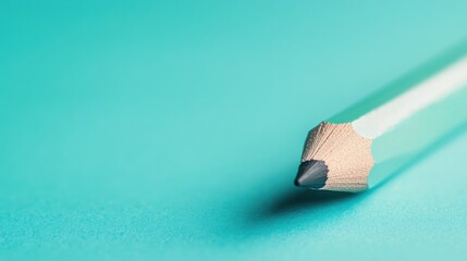 Fototapete - Delicate minimalist pencil strokes and dots on pastel teal surface create a serene artistic atmosphere