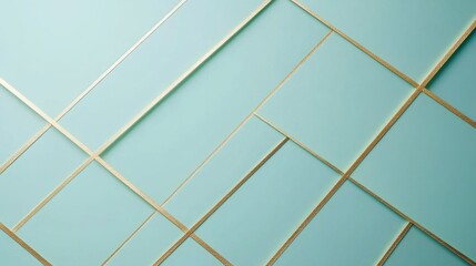 Leinwandbilder - Pastel geometric background with minimalist pencil strokes and gold accents creating a serene and stylish atmosphere