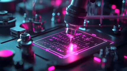 Poster - analyzing holographic genetic data for innovative medical research in a state of the art futuristic laboratory setting showcasing the advancements in healthcare diagnostics and biotechnology