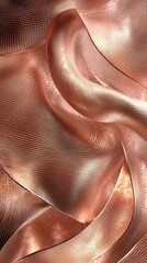 Poster - Metallic wave forms showcasing rose gold champagne elegance and texture in a dynamic composition