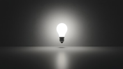 Aufkleber - Bright Light Bulb Illuminating Dark Room Creating Soft Glow and Warm Ambiance for Creative Design Concepts
