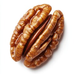 Poster - Roasted pecan half showcasing a rich brown color and intricate texture, perfect for culinary dishes or snacks