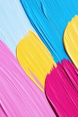 Poster - Vibrant strokes of color create a beautiful abstract artwork in shades of pink, blue, and yellow, perfect for decoration.