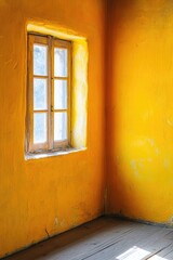 Wall Mural - Yellow Room with Window and Wooden Floor