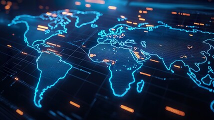 world map on blue background