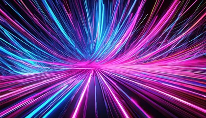 Poster - Vibrant Abstract Neon Background Featuring Ascending Pink and Blue Glowing Lines A Mesmerizing Visual Experience for Digital Art and Design Enthusiasts