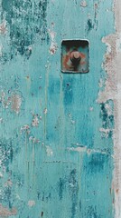 Aufkleber - Vivid teal painted concrete texture with rusted bolt and wear showing age and character