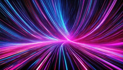 Poster - Vibrant Abstract Neon Background Featuring Ascending Glowing Lines in Pink and Blue A Captivating Visual Experience for Digital Art and Design Enthusiasts