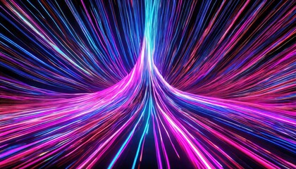 Poster - Vibrant Ascension An Abstract Neon Background Featuring Glowing Pink and Blue Lines in a Dynamic D Rendering, Perfect for Modern Digital Art and Creative Projects