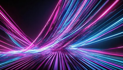 Poster - Stunning Abstract Neon Background Featuring Ascending Pink and Blue Glowing Lines A Captivating Visual Experience for Creative Projects and Digital Art Enthusiasts