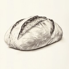 Aufkleber - Loaf of artisan bread with detailed texture and distinct scoring placed on a neutral backdrop