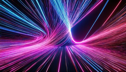 Poster - Vibrant Abstract Neon Background with Ascending Pink and Blue Glowing Lines A Stunning Visual Representation of Modern Digital Artistry and Futuristic Design Elements