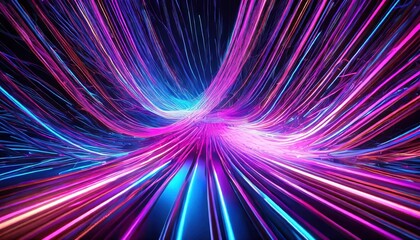 Poster - Vibrant Abstract Neon Background with Ascending Pink and Blue Glowing Lines A Stunning Visual Experience for Modern Design Projects