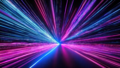 Poster - Abstract Neon Background with Ascending Pink and Blue Glowing Lines A Stunning Visual Experience for Digital Art, Graphic Design, and Modern Aesthetics