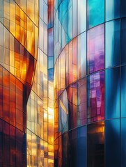 Poster - abstract beauty of architecture reflected in metallic surfaces, blending modern geometry with organic curves