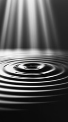 Poster - Rippling black and white water creating mesmerizing patterns under soft light