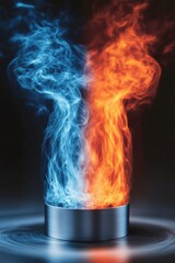 Poster - Dynamic blend of blue and orange flames swirling together, creating a striking visual contrast on a dark background.