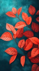 Poster - Vibrant red leaves with orange veins create a striking contrast against a dark background in this autumnal foliage display