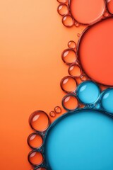 Poster - Colorful water droplets on a vibrant background, showcasing a blend of red and blue bubbles with a creative design.