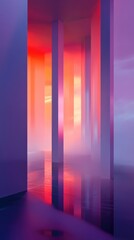 Poster - Surrealistic gradient atmosphere with vibrant colors and reflective surfaces in an abstract space