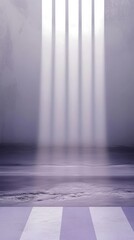 Poster - Soft lavender and gray interior space illuminated by gentle light in a serene atmosphere