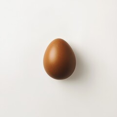 Poster - Brown egg resting on a smooth white surface in a well-lit setting capturing its natural sheen and texture