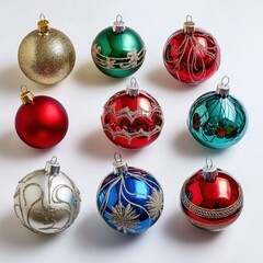 Aufkleber - Decorative glass Christmas ornaments in vibrant colors for festive holiday decor