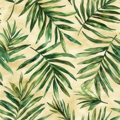 Aufkleber - Serene watercolor doodle of lush green leaves on a soft, natural background enhancing tranquility and organic beauty