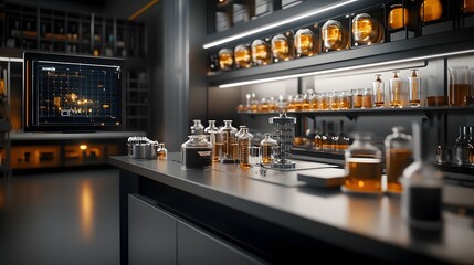 Poster - Advanced physics laboratory featuring cutting edge quantum computing technology that enhances experiments on action and reaction