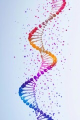 Poster - Vibrant DNA helix showcasing scientific beauty and genetic diversity with colorful particles.