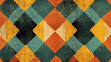 Aufkleber - Retro-inspired diamond pattern in burnt tones showcasing vibrant colors and vintage style