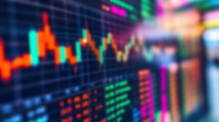Poster - Abstract image of stock market data displaying vibrant charts and trends, illustrating financial growth and fluctuations.