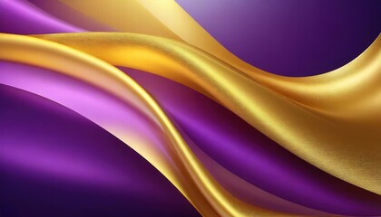 Poster - Stunning Abstract Background Featuring D Waves of Bright Gold and Purple Gradient Silk Fabric A Visual Delight for Artistic Designs and Creative Projects