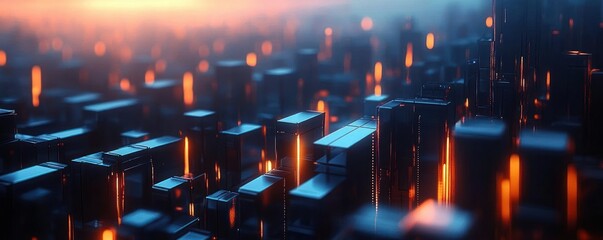 Poster - Futuristic Cityscape Cyberpunk Technology Digital Abstract Background