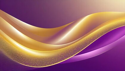 Poster - Elegant Abstract Background Featuring D Wave Design in Bright Gold and Purple Gradient Silk Fabric, Perfect for Modern Art, Fashion Design, and Creative Projects