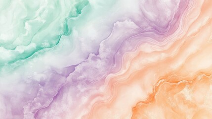 Poster - Soft pastel gradient background with gentle swirls in shades of green, purple, and orange creating a calming visual effect