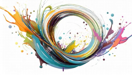 Poster - abstract circle liquid motion flow explosion a colorful curved wave pattern with paint drops captiva